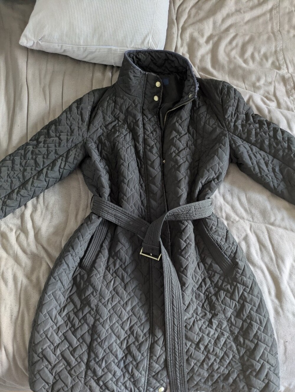 Cole Haan Quilted Belted Trench Coat Negociable